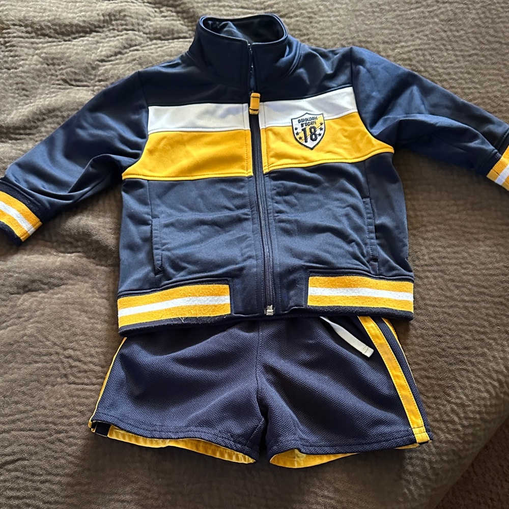 Babies Blue and Yellow Sports Jacket and Shorts Set